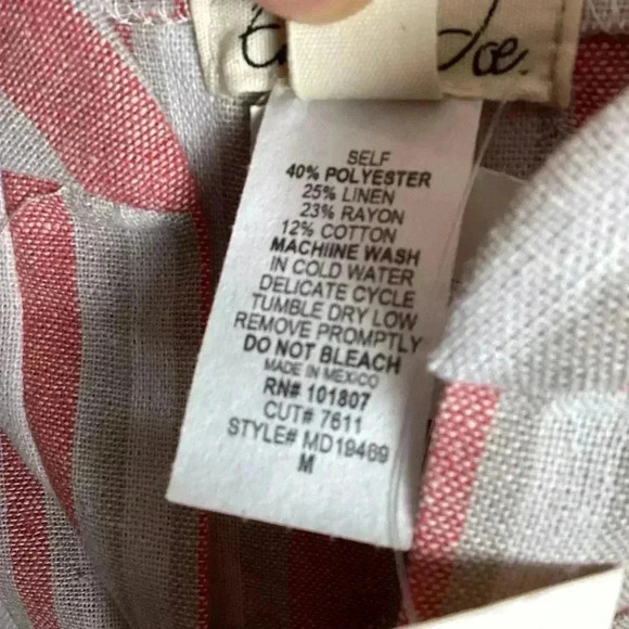 Emil& Joe NWT Dusty Rose Pink Striped  Dress Linen& Cotton Blend Size Medium - Picture 6 of 8